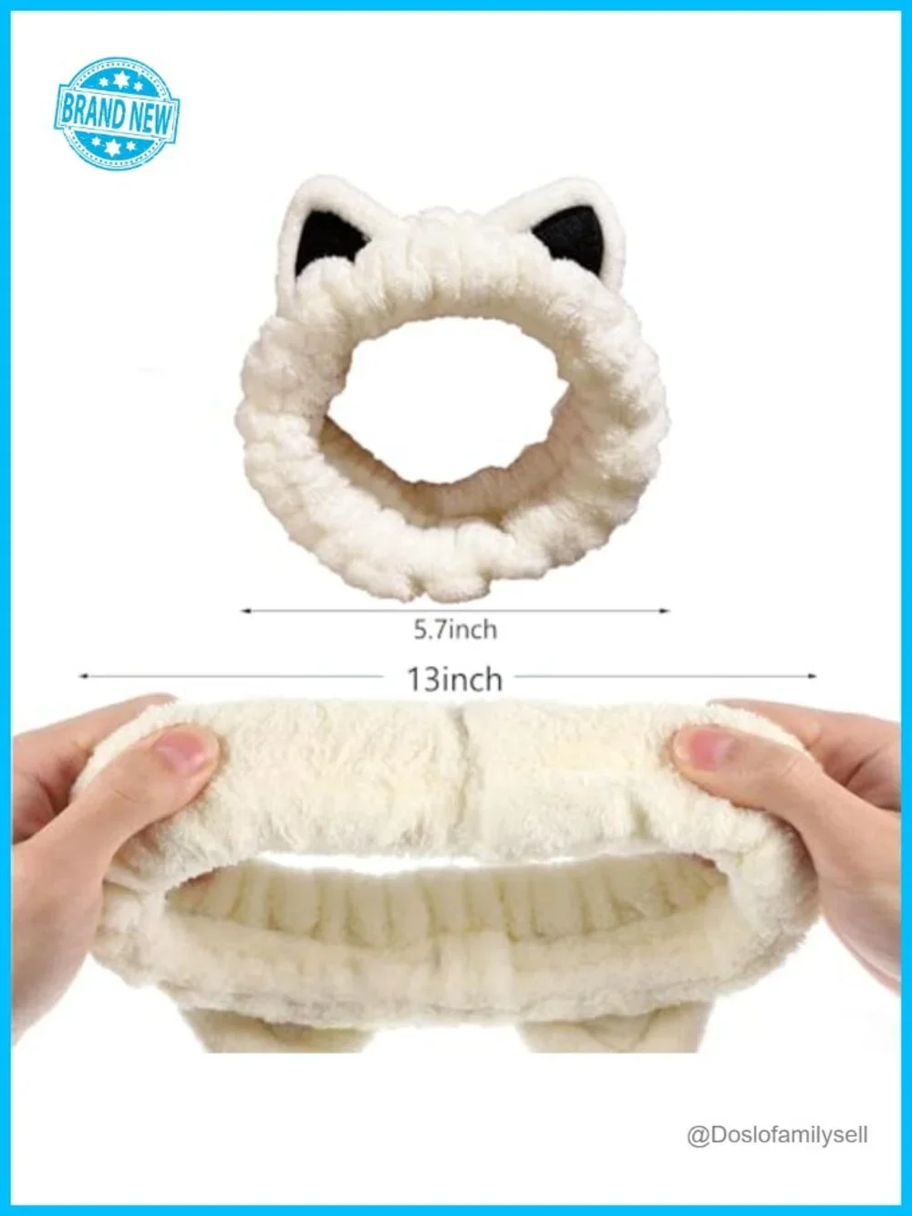 2 Pcs Cat Ears Headband, Soft Coral Fleece Spa Headbands for Washing Face
